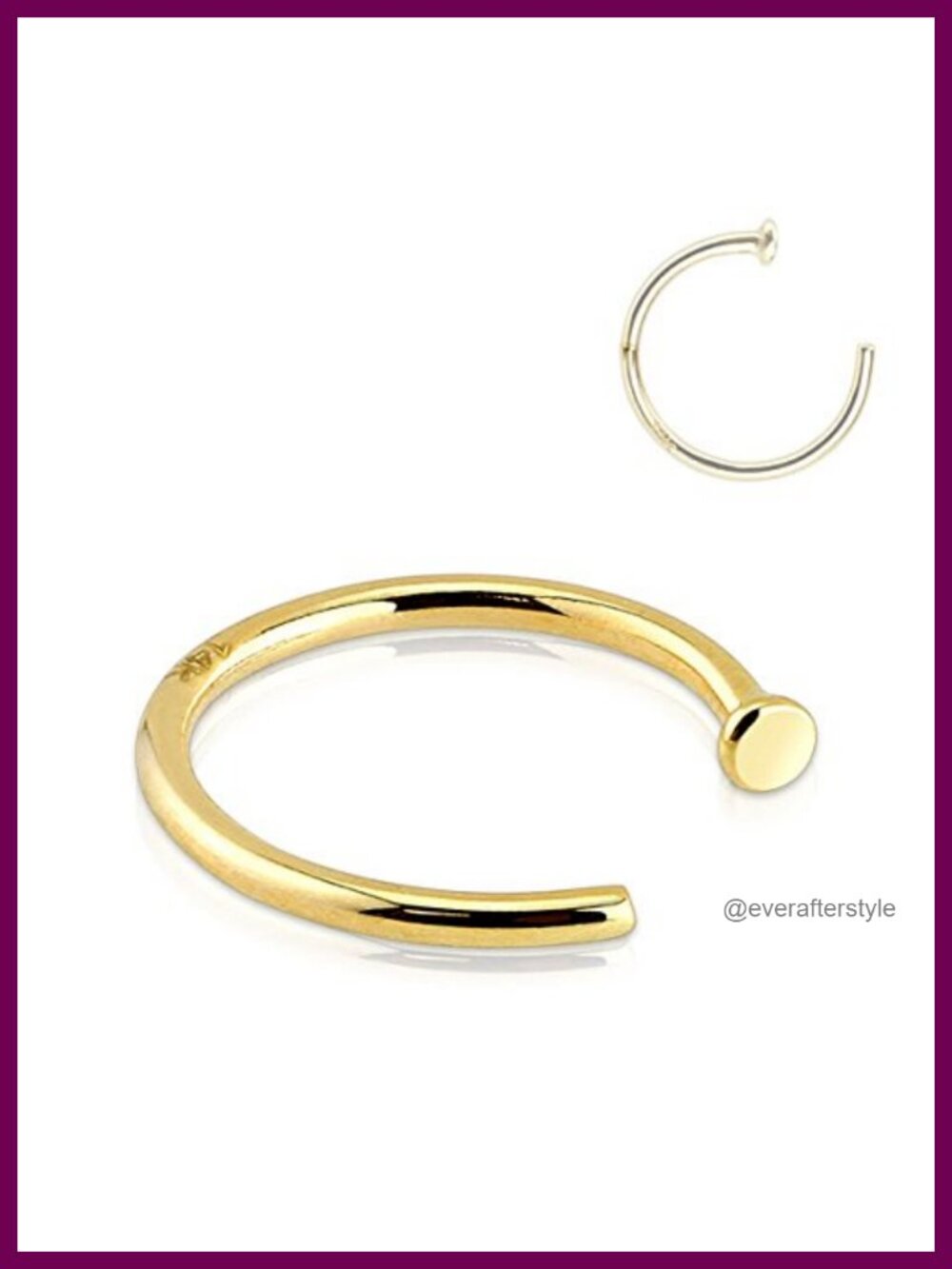 14K Solid Gold Nose Ring Hoop 8mm 20g Body Jewelry